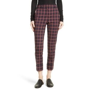 Theory Wool Stretch Cropped Cuff York Plaid Pants
